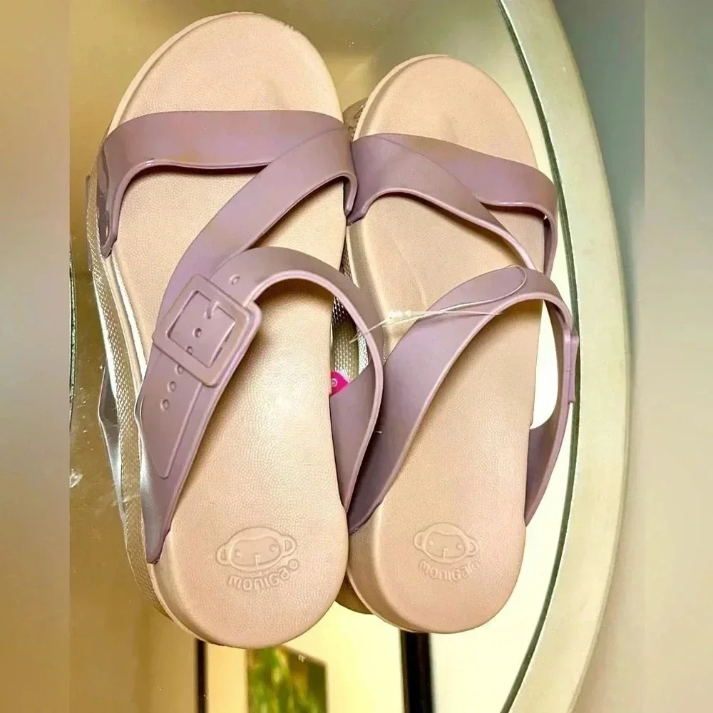 New MONIGA Pink/Purple Sandals, Size 8 - Picture 1 of 5